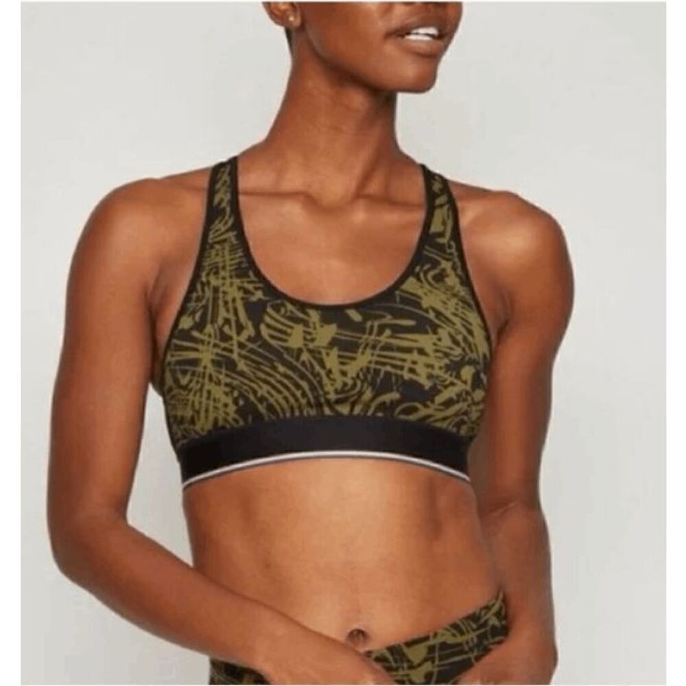 FourLaps NWT size Small Circuit sports bra Avocado Tuxedo Topo Swirl